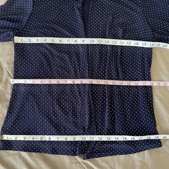 Drapers & Damon Cover up Blouse Top One Button Size 1X Plus Polka Dots Blue - Picture 10 of 12